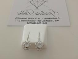 In Oro Bianco E Zirconi 18kt 750% Made In Italy