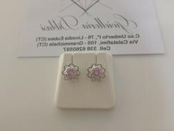 In Oro Bianco E Zirconi Rosati 18kt 750% Made In Italy