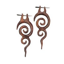 orecchini in legno di cocco tribali fatti