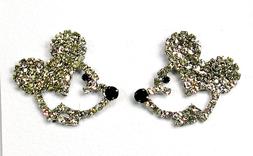 In Metallo Rodiato Con Perno A Forma Di Topolino Con Strass 