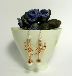 In Oro 14 Kt Demirouge Perle Imitazione Con Putto Stile Anti