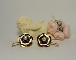 In Oro 14 Kt Demirouge, Rosellina Con Perle Stile 1800s Stil