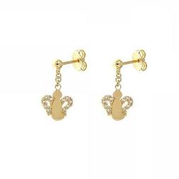 In Oro 18k 750/1000  Pendenti Con Angeli Di Zirconi Bianchi 