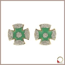 In Oro A Lobo Da Donna Croce Smalto Verde Con Polvere Di Dia