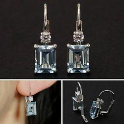 In Oro Bianco 18 Kt 750 E Topazio Azzurro Pendenti A Monache