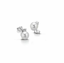 In Oro Bianco 18 Kt Con Perle Akoya E Diamanti Naturali