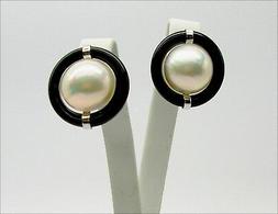 In Oro Bianco 18 Kt Con Onice E Perle Bianche Mab&Egrave; 18 Mm Ob