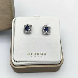 Comete In Oro Bianco 18 Kt Con  Diamanti E Zaffiro