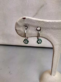 In Oro Bianco 750/18 Kt Con Zirconi Verdi E Centrale Bianco 