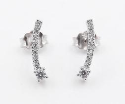 In Oro Bianco Da Donna 14 Kt A Lobo Con Zirconi