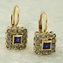 In Oro Giallo 14 Kt Con Zaffiro Blu Naturale E Diamanti A Mo
