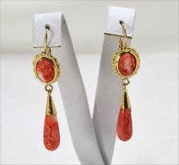 In Oro Giallo 18 Kt Con Pendoli Di Corallo Cerasuolo Oght 04