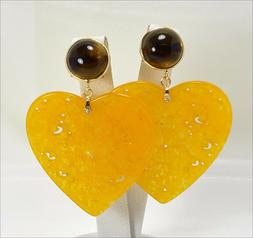 In Oro Giallo 18kt Con Cuore Di Giada Gialla E Quarzo Fume O