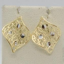 In Oro Giallo Bianco 750 18k A Foglia Ondulata Losanga Made 