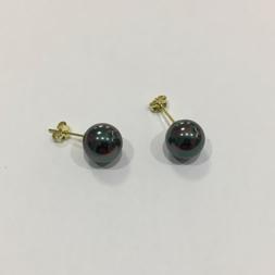 In Oro Giallo Con Perle Nere Da 9 Mm