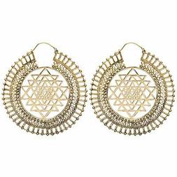 In Ottone Oro Indiani Grandi Tribali Cosmic Yantra