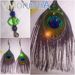 In Piume Di Pavone Con Strass Handmade