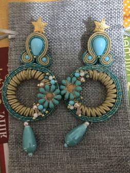 In Soutache Con Pietre Dure Turchese E Ceramica Altezza 10 C