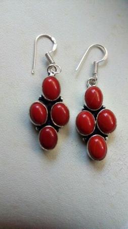 Indiani Pasta Di Corallo Rosso Argento 925