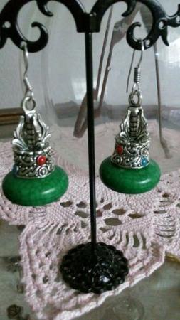 Indiani Pendente Color Verde In Argento Tibetano