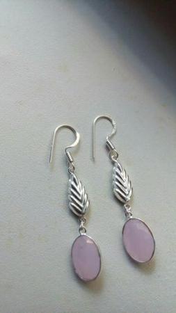 Indiani Pendente Ovale In Quarzo Rosa Argento 925