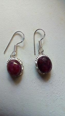 Indiani Pendente Ovale Red Ruby Argento 925