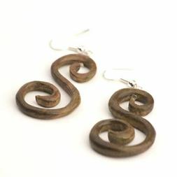 Legno Ganci Francesi Argento Spirale Tribali Marroni