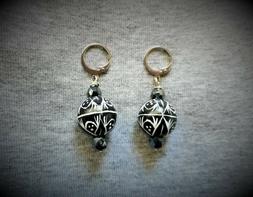 Legno Sfera Pallina Dipinti Stile Deruta Wooden Earrings Han