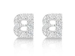 Lettera Iniziale B Argento 925 Con Pav&egrave; Zirconi Chiusura Pe