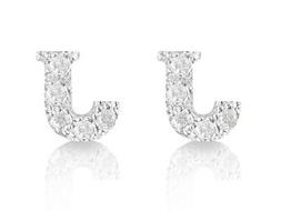 Lettera Iniziale J Argento 925 Con Pav&egrave; Zirconi Chiusura Pe