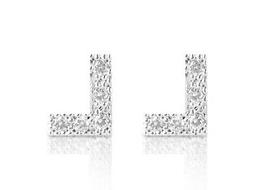 Lettera Iniziale L Argento 925 Con Pav&egrave; Zirconi Chiusura Pe