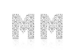 Lettera Iniziale M Argento 925 Con Pav&egrave; Zirconi Chiusura Pe