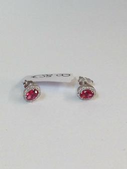 Lobo Argento 925 Rodiato Zirconi Bianchi Rosso Rosa Ovale Pu