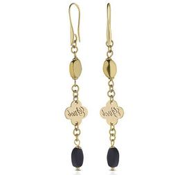 Lobo Da Donna Dorati Lunghi Pendenti Fiore Neri Colorati Big