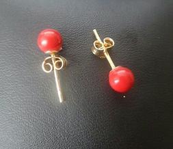 Lobo Donna Oro Giallo 750 18kt Sfera Corallo Rosso Earrings 