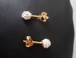 Lobo Donna Oro Giallo 750 18kt Sfera Pav&egrave; Zirconi Earrings 