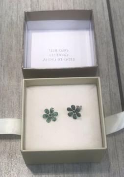 Lobo Fiore Argento Silver 1,40 Cm Swarovski Verde Smeraldo