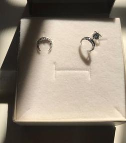 Lobo Mezza Luna 1 Cm Pietre Swarovski Argento 925