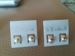 Argento 925 Con Perle Naturali 6mm 2 Paia A Perno Farfallina