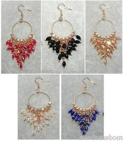 Lunghi Con Cristalli In Oro,pendenti Da Donna Eleganti