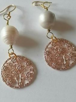 Lunghi Con Vere Perle Di Fiume E Pendenti Color Oro