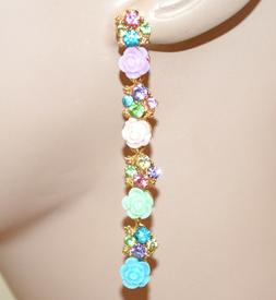 Lunghi Donna Cristalli Multicolore Oro Pendenti Strass Penda