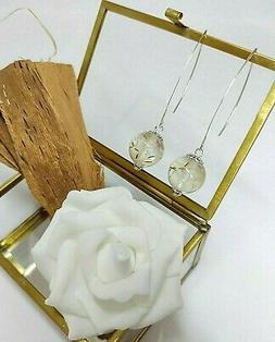 Lunghi Donna Sfere Botaniche Orecchini Lobo Soffione Resina 