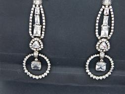 Lunghi In Argento 925 Pendente Con Zirconi Da Donna Cerchio 