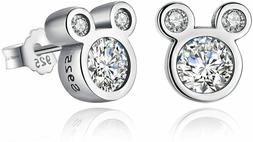 Mouse Bambina Donna Orecchini Argento 925 Anallergici White