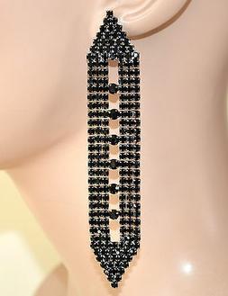 Neri Donna Strass Eleganti Cristalli Cerimonia Pendenti Earr