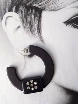 Optical Cerchi In Plastica Nera Strass Bianchi Vintage Anni 