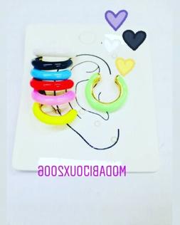 Orecchino Mono Senza Buco Colorati Verde Nero Rosso Azzurro