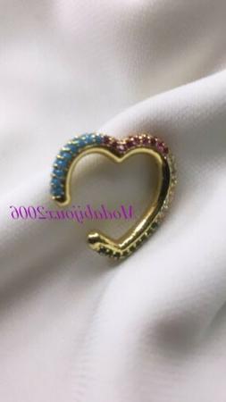 Orecchino Mono Senza Buco Cuore Colore Oro O Argento Coperto