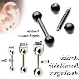 Orecchino Piercing Acciaio Inox Chirurgico Uomo Doppia Sfera